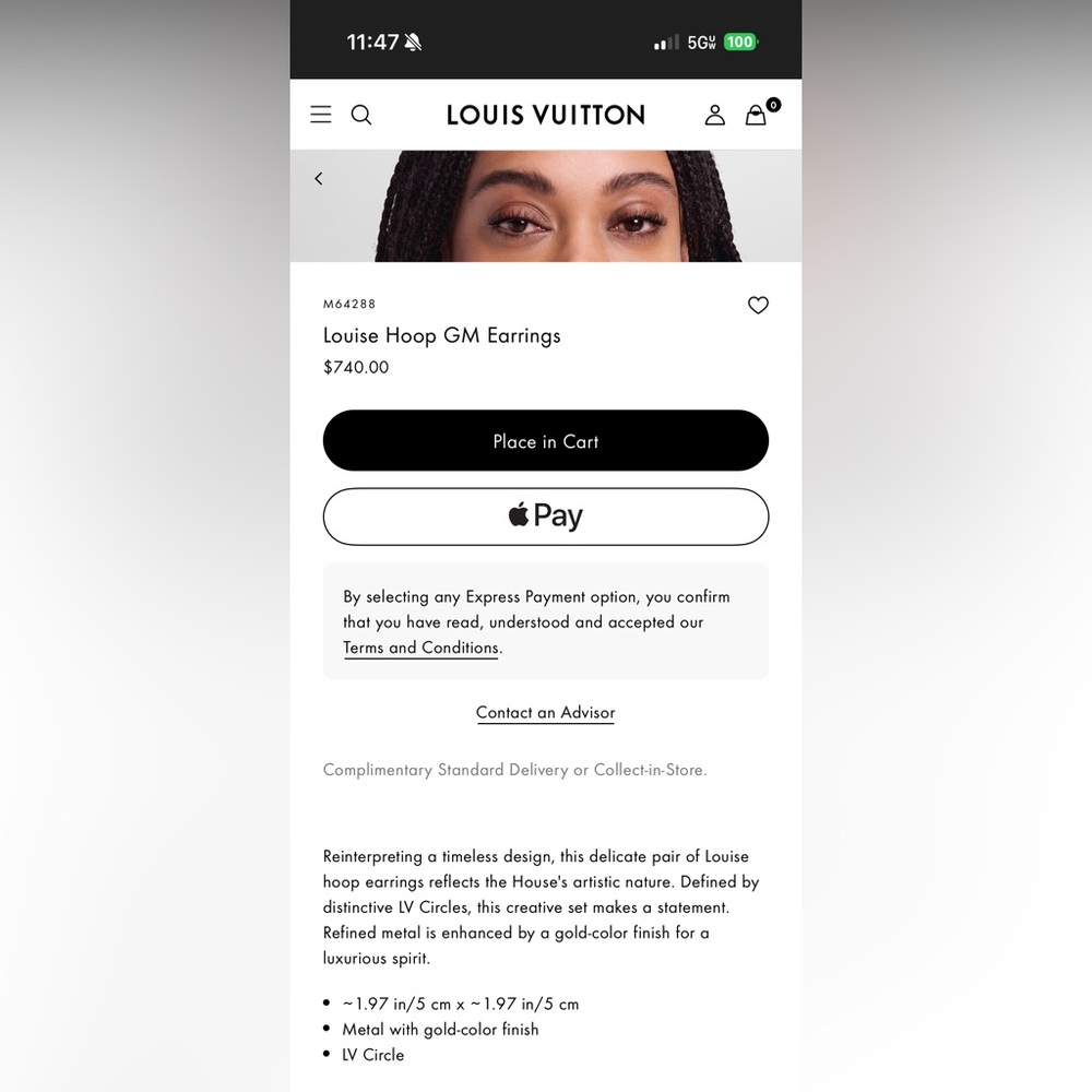 Authentic Louis Vuitton 2” Gold Earrings - Picture 11 of 11